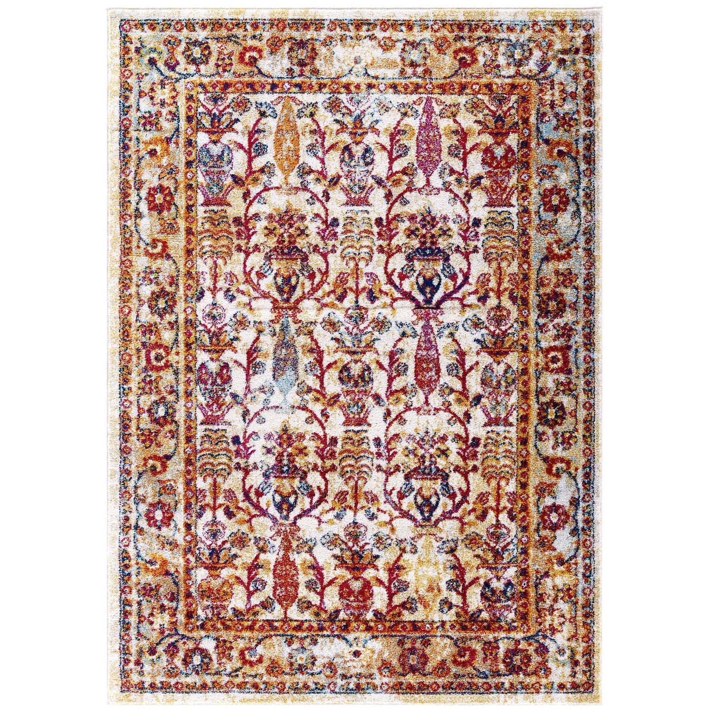 Ivory Blue Orange Yellow Red / 5x8
