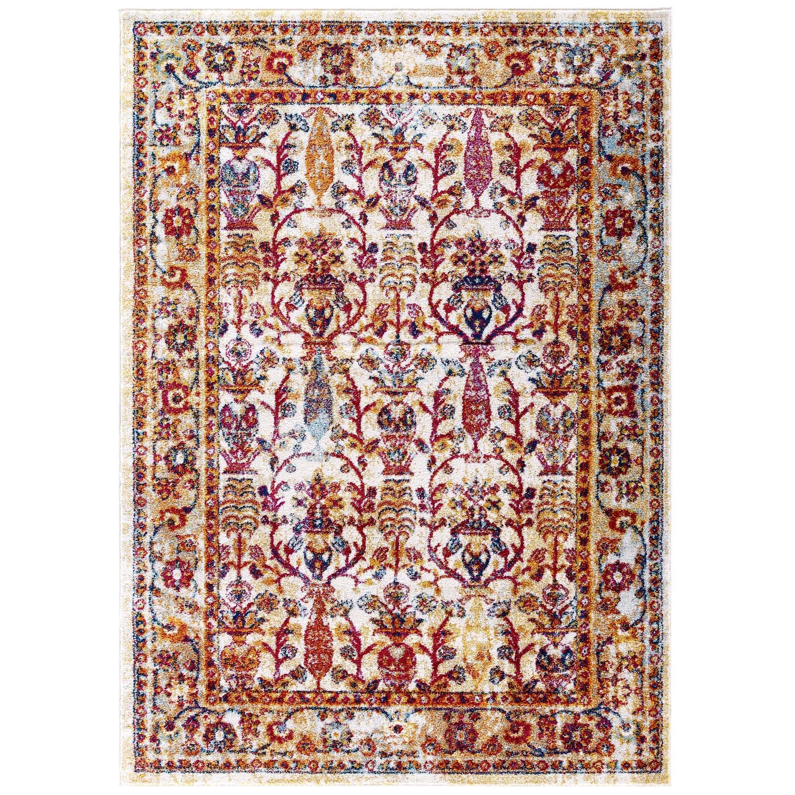 Ivory Blue Orange Yellow Red / 5x8
