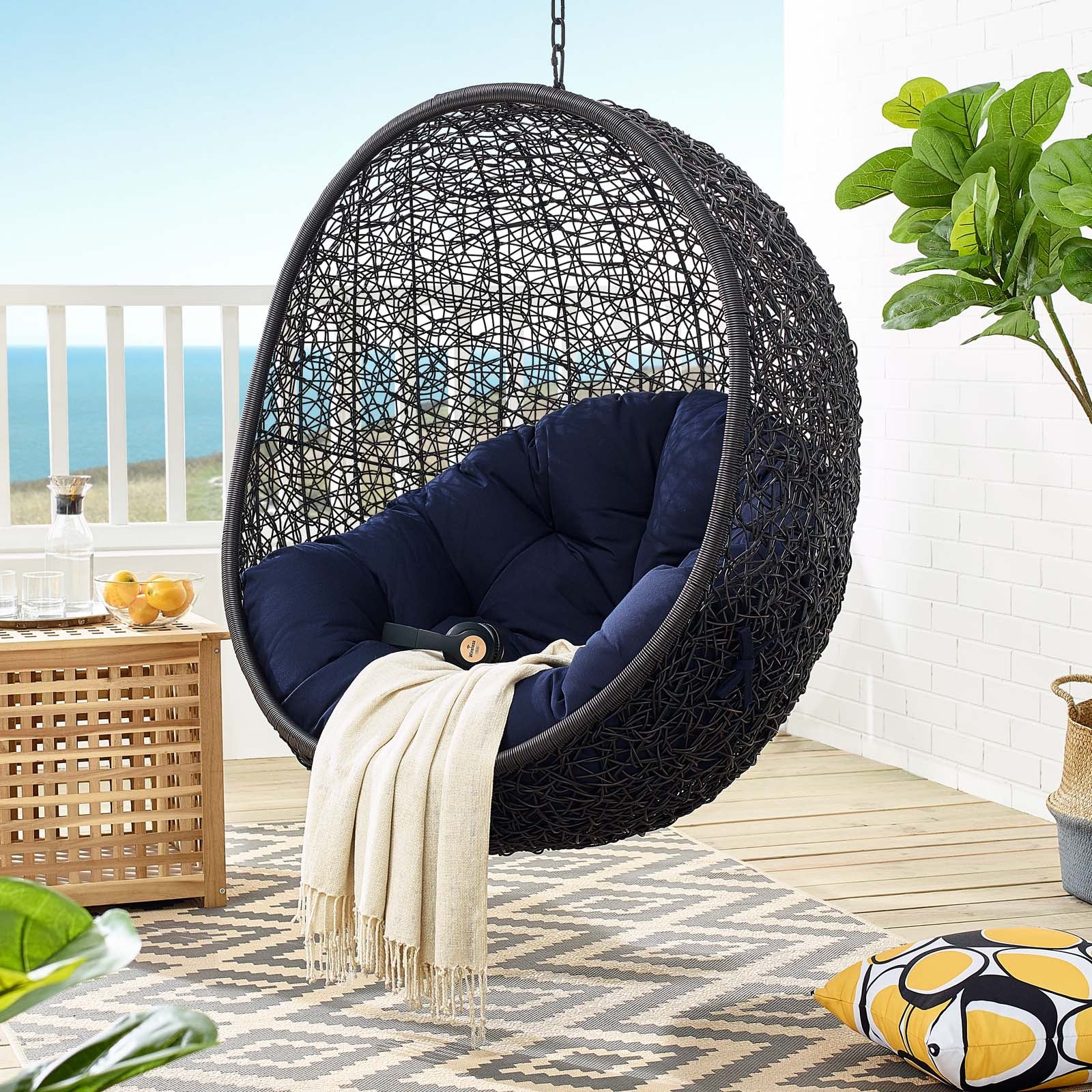 chair - swing Modern outdoor Leather Nozomu Hanging Chair with plaid -  Blender Market