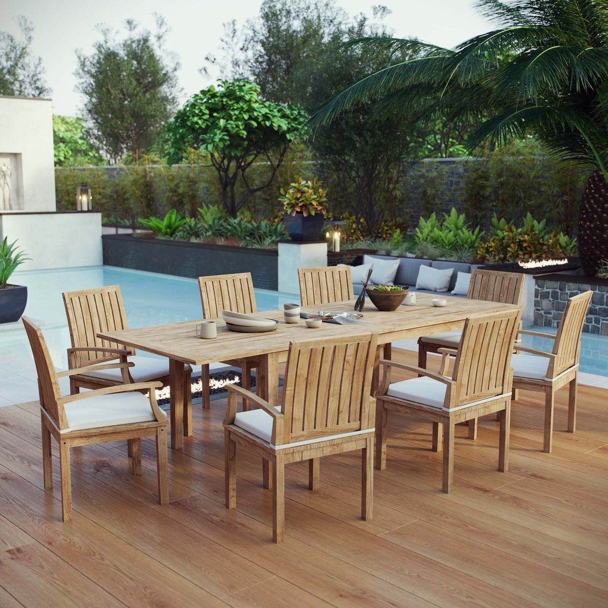 Sustainable Teak 9 Piece Patio Set