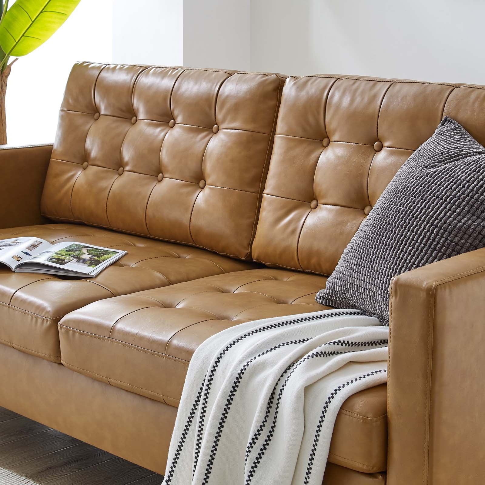 Exalt Tufted Vegan Leather Sofa — Lexmod