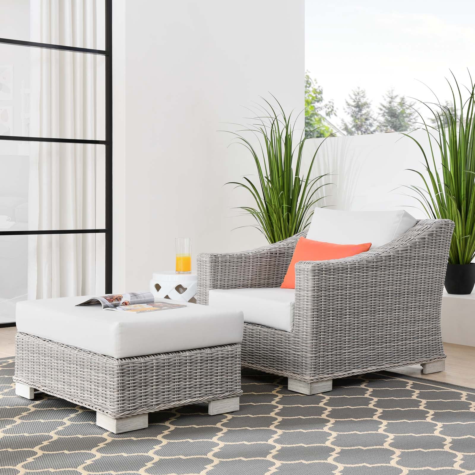 Patio chair with online ottoman