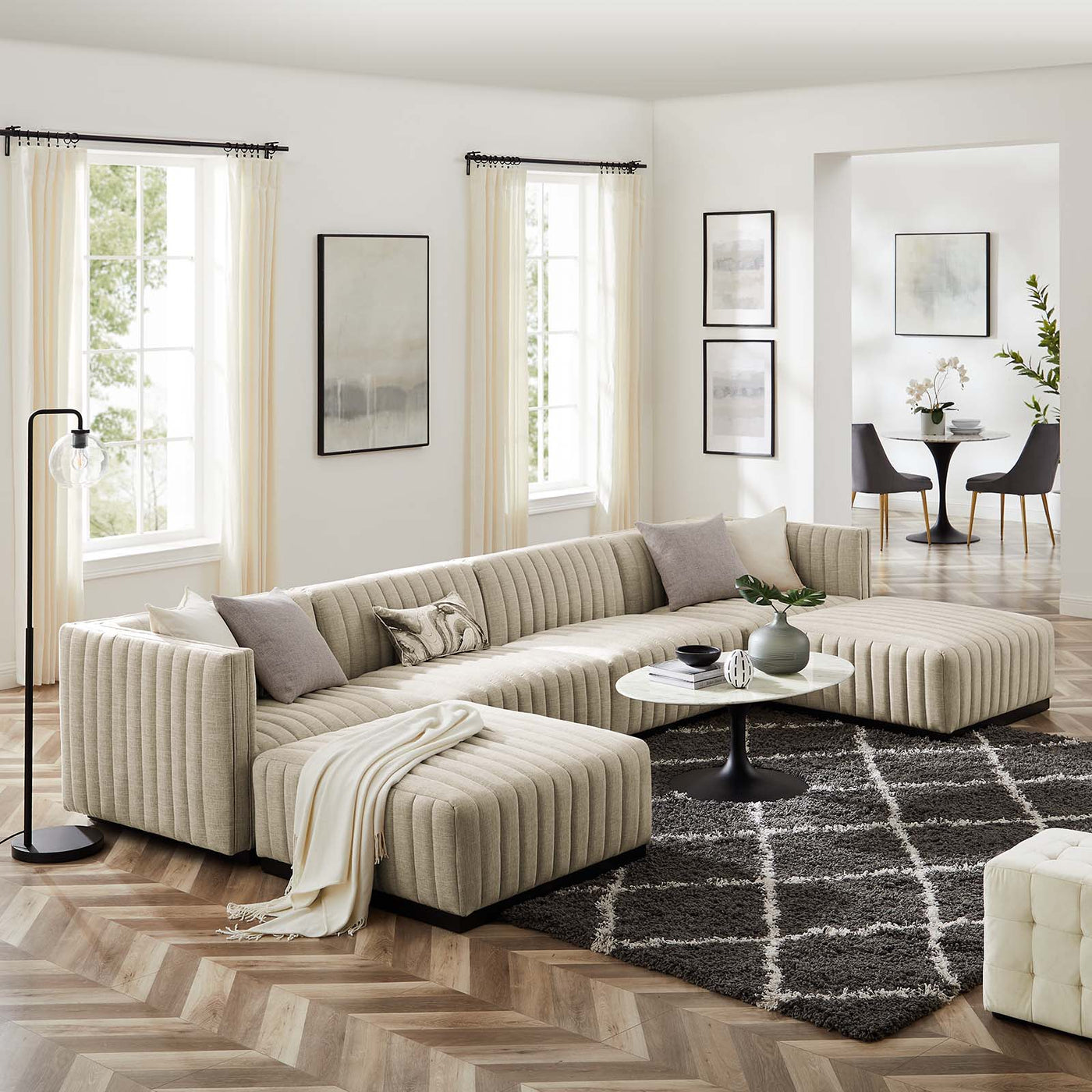 modern tufted sectional sofa