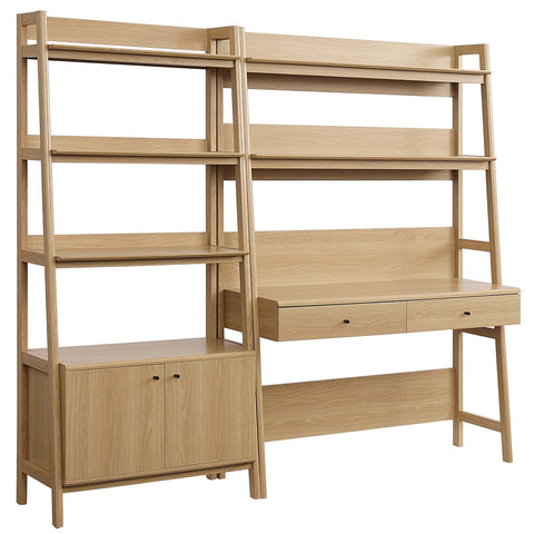 Bixby 3-Piece Wood Office Desk and Bookshelf — Lexmod